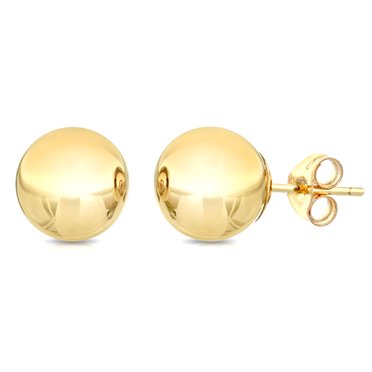 10K Yellow Gold Ball Stud Earrings, 4mm