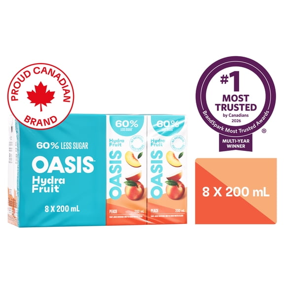 Oasis HydraFruit Boîtes de Jus de Pêche 8 x 200 ml