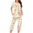thumbnail image 1 of Jamicy Pyjama en Modal pour Femme Tenue d'Intérieur pour Femme Deux Pièces à la Mode Décontractée Ample Imprimé Col Rond Ensemble de Pyjama Pyjama d'Halloween, 1 of 4
