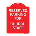 thumbnail image 1 of SignMission A-DES-RW-1824-23393 18 x 24 Po Signe de la Série Designer - Parking Réservé au Personnel de l'Église&44; Rouge & Blanc, 1 of 1