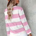 thumbnail image 4 of ManxiVoo T-Shirt à Manches Longues à Rayures Imprimées pour Femme Col Ras du Cou Confortable d'Automne T-Shirt Graphique Blouse Légère Taille TTTTG Rose, 4 of 5