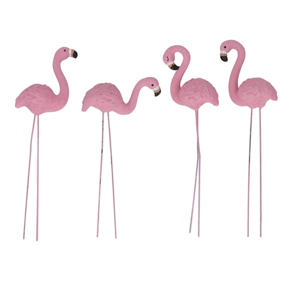 4 Pcs Pink Flamingo Garden Statue Fine Details Stylish Vivid Small Flamingo Statue for Yard Lawn Patio Decorations Gifts, Outdoor Garden Flamingo Statue Ornament Lawn Decor Gifts
