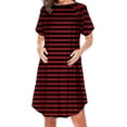 thumbnail image 1 of Bwiyojiz Mode Tailles P-TTG Fermeture Éclair Latérale Allaitement Maternité Imprimé Robe à Manches Courtes Col Rond pour Femmes Enceintes Pyjama Décontracté, Rouge, 1 of 2