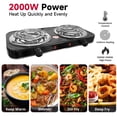 thumbnail image 4 of Hot Plate,Double Burner, 2000W Electric Stove Burner with 5 Levels Temperature Control, Countertop Double Coil Burner Cast Iron Cooktop for All Cookwares Home Camp RV, 4 of 9