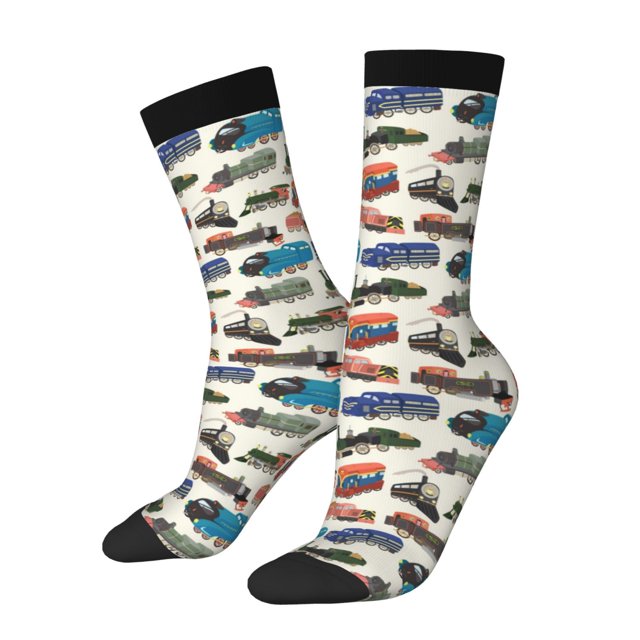 Lsque Train Printed Men's Crew Socks, Soft Durable Breathable Moisture-Wicking with Odor Control Cotton socks
