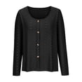 thumbnail image 4 of IROINID en Solde Chemises Grande Taille pour Femmes Col Rond Manches Longues Confortables Bouton Col Rond T-shirt Uni, Noir, 4 of 6