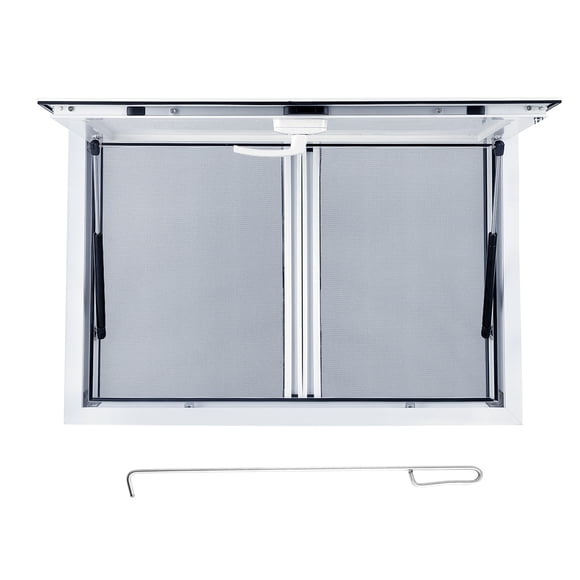 Concession Window – Energy-Efficient Aluminum – RV & Food Truck Service Hatch – 2 Horizontal Sliding Screens – Awning Door – Removable Insect Screen – Easy Install – 48x36"