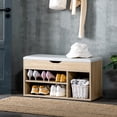 thumbnail image 2 of HOMCOM Shoe Bench Entryway Rack w/ Padded Cushion for Hallway, Natural, 2 of 10
