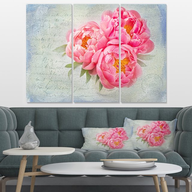 Design Art - Pivoines Roses dans un Vase Blanc