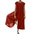 thumbnail image 1 of HBFAGFB Combinaison pour Femmes Col Ras du Cou à Fermeture Éclair Manches Courtes Ample et Légère Barboteuses Rouge Taille g, 1 of 5