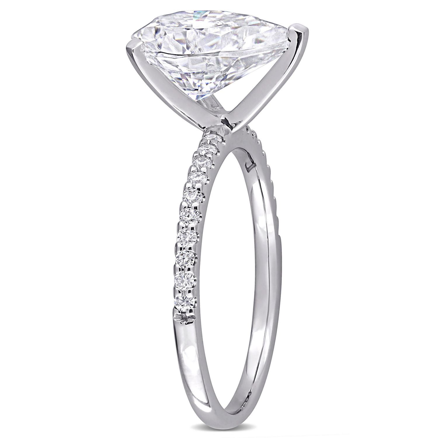 Bague de fiançailles en forme de larme Miabella avec 3-1/2 carat p.g.t. Moissanite en or blanc 10K