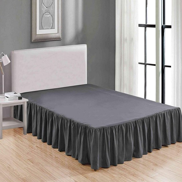MesaSe Sheets & Beyond Solid Microfiber 14” Bed Skirt Queen White