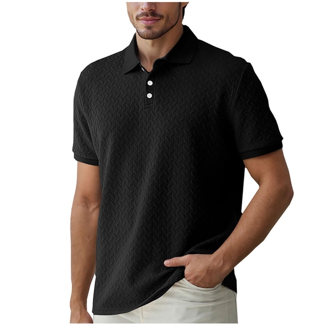 Pisexur T Shirts for Man,Man Chemise Décontractée d'Été à Manches Courtes Col Rabattu Noir, 2TG Chemises de Golf Hommes & Hommes