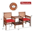 thumbnail image 3 of Costway Causeuse de Patio Ensemble de Conversation Chaise en Bois d'Acacia Table Basse Coussinée Rouge, 3 of 10