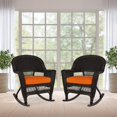thumbnail image 2 of Jeco Wicker Rocker Chair in Black with Orange Cushion (Set of 2), 2 of 9