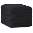 thumbnail image 1 of Simpli Home Pouf Carré Boho Fredrik en Cuir Véritable Tressé Noir, 1 of 7