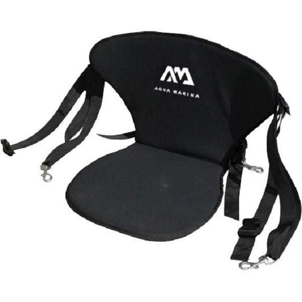 Aqua Marina Siège iSUP Amovible en Noir, Accessoire de conversion de kayak Ajustable pour Planches à Pagaie Fabriqué avec polyester 600D et Rembourrage EVA de 1 cm, Équipé de Quatre Manilles Rapides en Alliage de Zinc Plaqué Argent et de Sangles Ajustables pour un Ajustement Sécurisé, avec le logo Aqua Marina sur le Dossier, Convient pour Transformer des Planches à Pagaie Gonflables en Sièges de Style kayak.