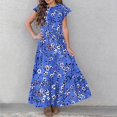 thumbnail image 4 of Yanlir Robe Décontractée d'Été pour Filles, Manches Courtes, Col Rond, Imprimé Mode, Robe Trapèze avec Poches pour Confort Quotidien 6-13 Ans (Bleu#3, 10-11 Ans), 4 of 7