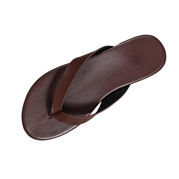 FRSASU Women's Flip Flop Slides Sandals Leather Thong Flats Sandals Cute Comfort Stappy Dressy Summer Slippers Coffee