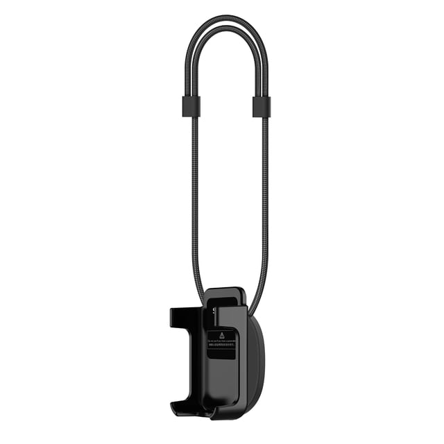 SJCAM Mini Action Camera Magnetic Neck Holder Mount with Quick Release and Adjustable Neck Strap, shown in black. Designed for compatibility with the SJCAM C300, this mount features a magnetic fixation design for first-person view footage. Includes a durable, adjustable lanyard made of soft, breathable materials for extended comfort.