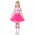 thumbnail image 2 of Robe de Danse d'Uniforme de Pom-Pom Girl pour Filles Enfants avec Bas Jusqu'aux Genoux, Ensemble Assorti avec Pompons, 2 of 10