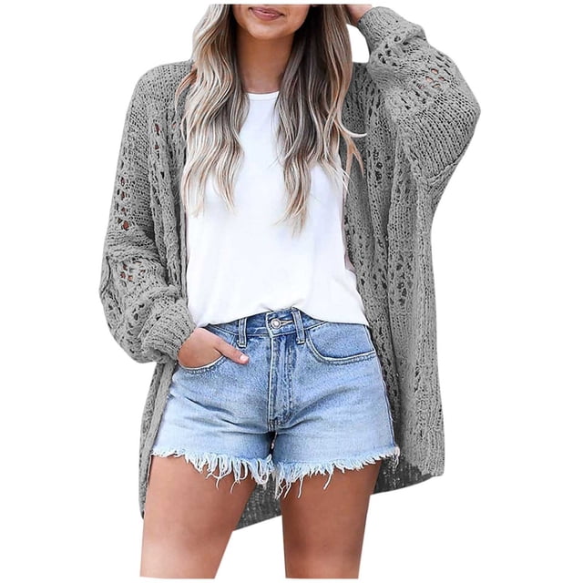 Cameland Lightweight Summer Fall Cardigan for Women Spring Open Front Long Batwing Sleeve Netted Crochet Cardigans Sweaters