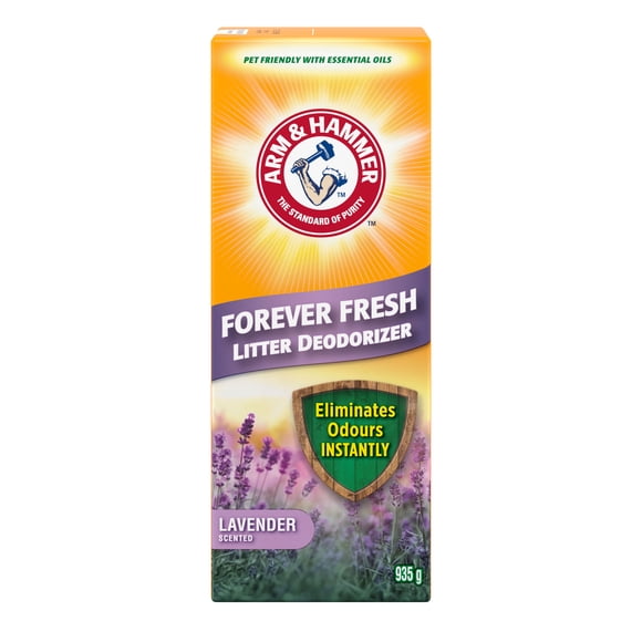 Arm & Hammer Désodorisant pour litière pour chat Forever Fresh avec bicarbonate de soude, parfum lavande adapté aux animaux, compatible avec toutes les litières pour chat, 935g