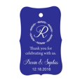 thumbnail image 1 of 100 PCS Custom Made Scallop Edges Hang Tags Thank You For Celebrating Wedding Favor Gift Paper Tags, 1 of 1