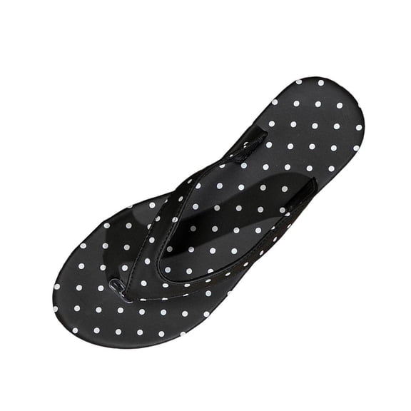 Sandales de Plage Polyvalentes pour Femmes Grande Taille à Pois, Semelle Plate Souple, Pantoufles Confortables