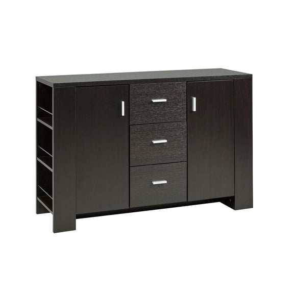 Serveur Dowen avec rangement, merisier foncé