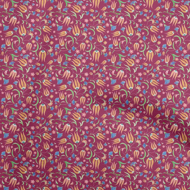 oneOone Tissu Polyester Spandex Rose Matériel de Robe Florale Tissu Imprimé Tissu au Mètre 56 Pouces de Large