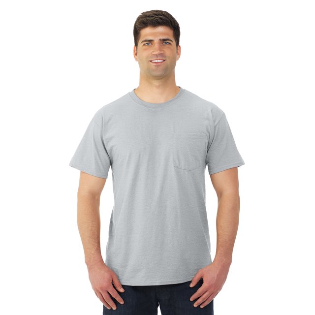 Jerzees Mens DRI-POWER Active Short Sleeve Pocket Crew T-Shirt, XL, Ash
