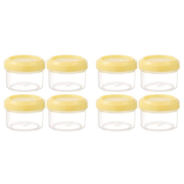 (Lot de 2) Rinsvye 4 Pcs Mini Contenants à Soupe en Plastique Transparent avec Couvercles Bocaux pour Micro-Ondes avec Couvercles Étanches Bocal de Rangement Contenant Rond Transparent 35 ml Contenants de Rangement Rechargeables pour la Maison et la Cuisine Bio