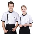 thumbnail image 4 of serony Chef Jacket Men Chef Coat Skin Friendly Chef Uniforms O-Neck Cheap Short Sleeve Tops Bakery Cooking Clothes Work Wear White M, 4 of 9