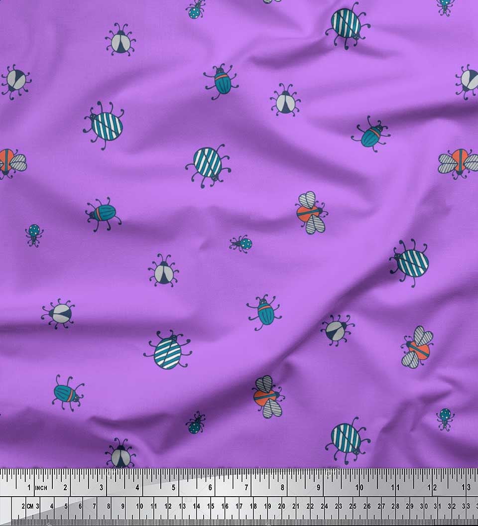 Soimoi Tissu en Voile de Coton, Imprimé de Mites et Insectes Légers, 1 Yard 42 Pouces de Large