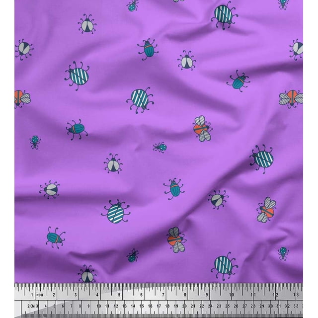 Soimoi Cotton Poplin Fabric Moth & Light Bug Insects Print Fabric by The Yard 56 Inch Wide