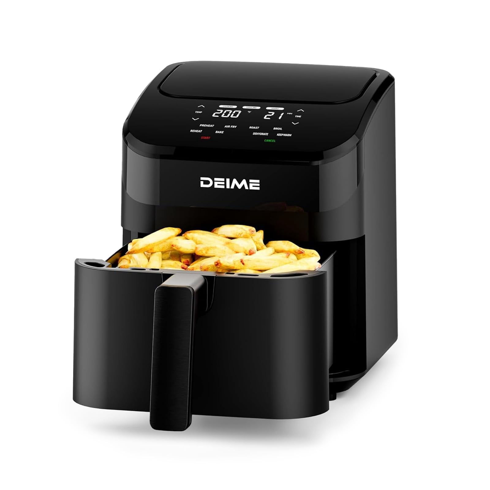 DEIME Air Fryer 3 Qt, Small Airfryer Digital Space Saving Compact, Bake, Reheat, Roasts for Quick Easy Meals, Mini Compact & Quiet, Nonstick & Dishwasher Safe Basket (Bl