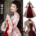 thumbnail image 2 of JUNWELL Aubaines Mode Femmes Grande Taille Vintage Gothique Cour Col Carré Robe Patchwork à Nœud Cosplay Bal Médiéval Renaissance Victorien Robe Bordeaux 4, 2 of 9