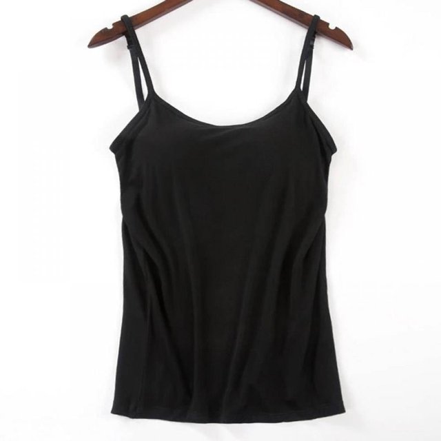 Womens Camisole with Built in Bra Adjustable Strap Camis Spaghetti Strap Tank Tops
