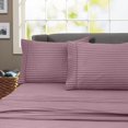 thumbnail image 1 of Ensemble de Draps à Rayures 600 Fils 100 % Coton Infroissable (Très Grand, Violet), 1 of 2