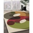 thumbnail image 3 of Ahgly Company Tapis de Zone Rond d'Intérieur Lavable à la Machine, Transitionnel, Feuille d'Automne, Brun Vert, 5 Pieds Rond, 3 of 7
