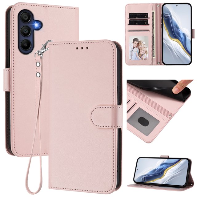GANGXUN Wallet Case for Samsung Galaxy A17 – Magnetic Closure, RFID Blocking, Wrist Strap, Wireless Charging Compatible