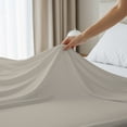 thumbnail image 3 of Drap Plat Simple en Percale 100 % Coton Frais et Net Jumeau Beige par Color Sense, 3 of 13