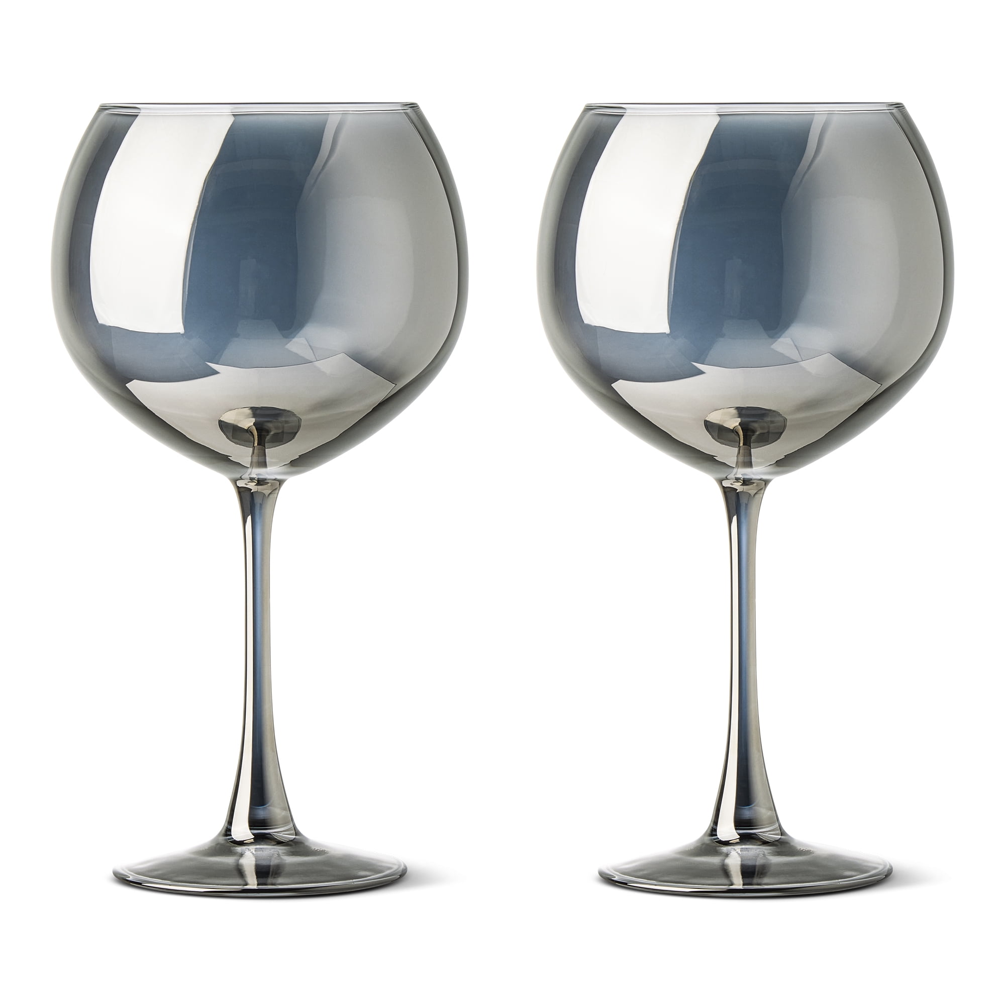 Verres à vin à pied sphériques fumés et irisés Thyme & Table, lot de 2 (620 ml).