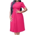 thumbnail image 1 of LOVZFMLL Robe d'Été pour Femme Grande Taille2025 Décontractée à Manches Courtes Taille Empire Coupe Ample Évasée Plissée Maxi Robe T-Shirt Rose Vif G, 1 of 5