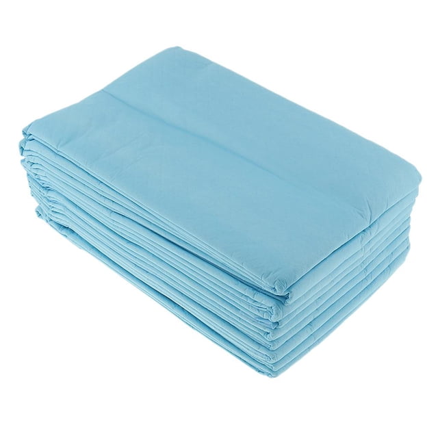 10x Alèses Jetables Absorbantes pour Incontinence, Protège-Matelas 80x90 cm 10 Pcs. une Pile de Bleu Pâle, Alèses à Usage Unique avec un Matériau à surface Souple Conçu pour l'Incontinence et la protection du Lit. Chaque Alèse Mesure 80x90 cm et Présente un design Antidérapant et Très Absorbant pour Retenir l'Humidité pour le Confort. Convient aux Lits, Matelas, Fauteuils Roulants, Fauteuils et Sièges d'Auto. l'Ensemble Comprend 10 Alèses Jetables.
