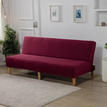 Checory Liquidation! Housse de Sofa, Housse de Canapé-Lit Pliant Couleur Unie Futon Sans Accoudoirs Housse Extensible en Polyester Tissu Élastique Housse Tout Inclus, Déco Maison