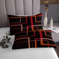 thumbnail image 3 of YST Geometric Square Bedspread Twin Size Black and Red Orange Quilt Set, Modern Abstract Coverlet Set Contemporary Rectangle Bedding Set, Mid Century Lines Bed Cover for Boys Girls, 3 of 5