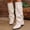 Beige, variant on Wensltd White Knee High Boots for Womens Pleated Metal Comfortable Fall Winter Fashion Shoes Thick Soled Boots for Women