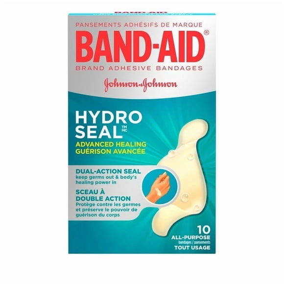 Band-Aid Hydrocolloid All-Purpose Bandages, Waterproof Adhesive Blister Cushions, Hydro Seal Bandages for Blisters and Wound Care, 10 Count